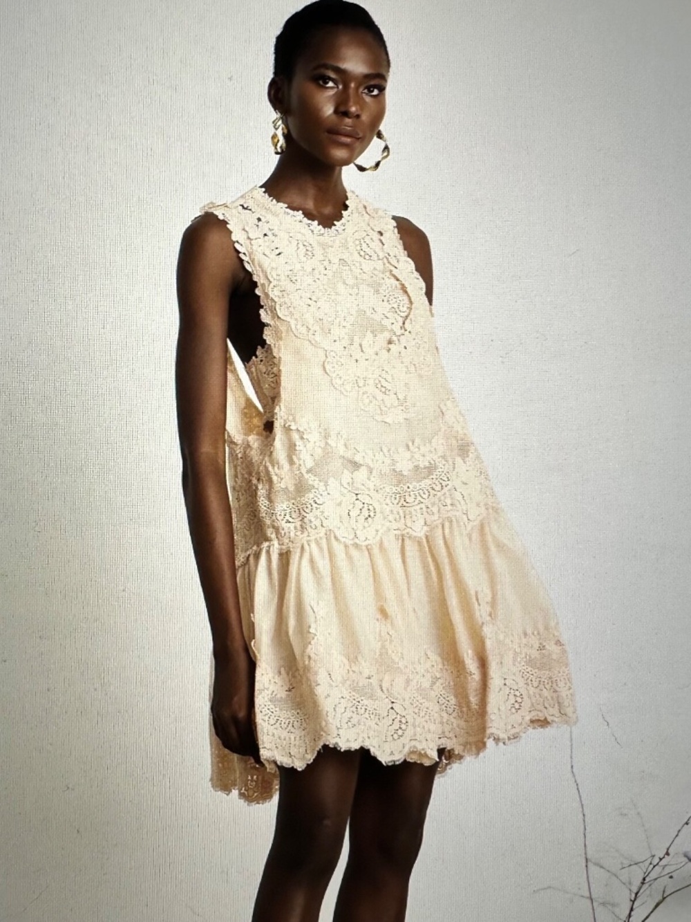 Miss Rosier Dionne Lace Patch Two-Piece Mini Dress Size XL Neutral Pink